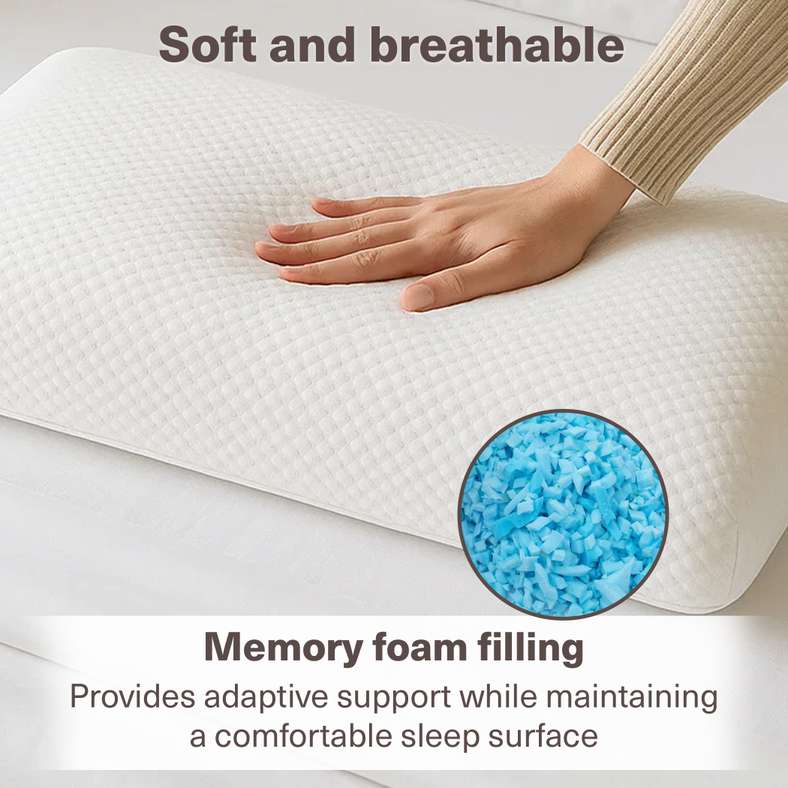 Pan Home Tencel Memory Foam Pillow 70X40+14cm - White - Image 1