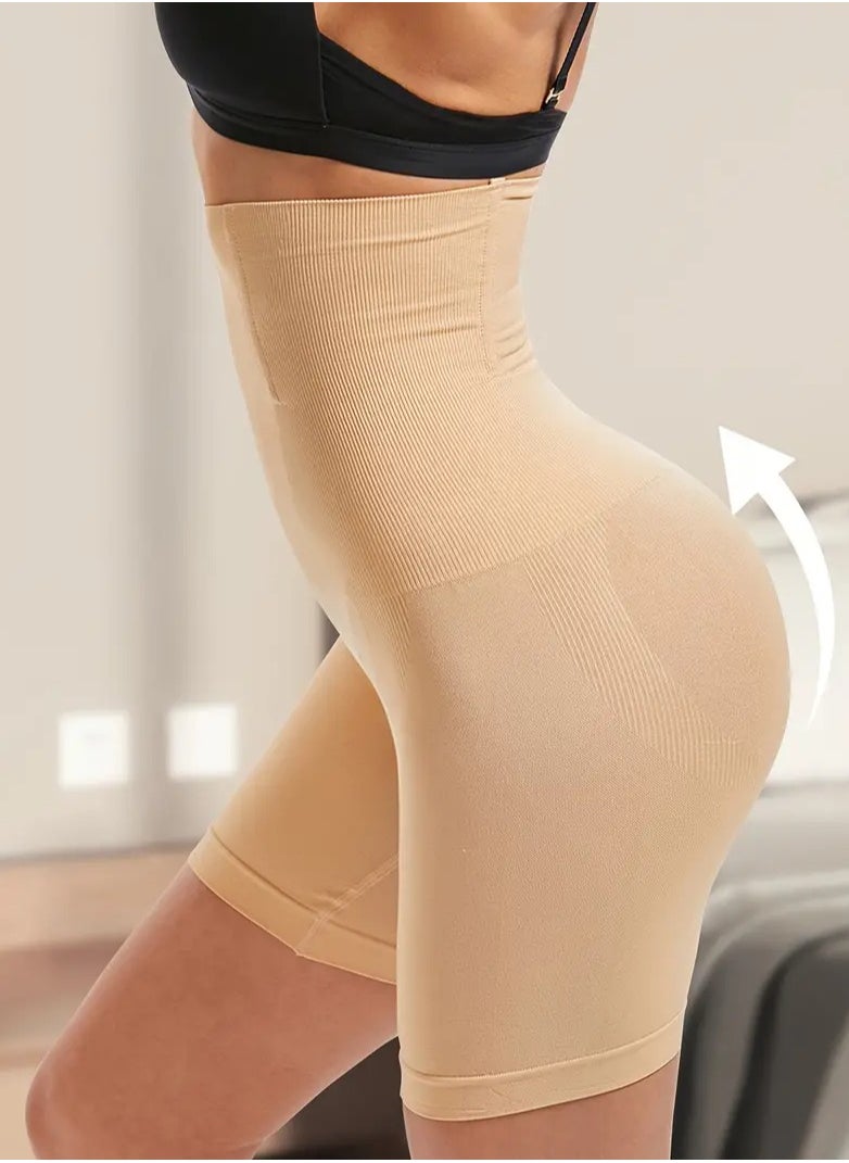 Solid Seamless High Waist Shaping Shorts Tummy Control Compression Shorts To Lift & Shape Buttocks Women's Underwear  High Waist Shapewear