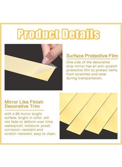 QZibeva QZibeva 1 Inch Stainless Steel Gold Molding Wall Trim Stainless Steel Non_Adhesive Gold Trim Metalized Molding Trim Gold MirrorLike 8 Feet Length Apply Glue for Pasting 50 ml PVD Glue Include  - Image 4