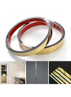 QZibeva QZibeva 1 Inch Stainless Steel Gold Molding Wall Trim Stainless Steel Non_Adhesive Gold Trim Metalized Molding Trim Gold MirrorLike 8 Feet Length Apply Glue for Pasting 50 ml PVD Glue Include  - Image 3