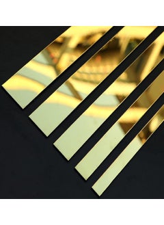 QZibeva QZibeva 1 Inch Stainless Steel Gold Molding Wall Trim Stainless Steel Non_Adhesive Gold Trim Metalized Molding Trim Gold MirrorLike 8 Feet Length Apply Glue for Pasting 50 ml PVD Glue Include  - Image 2