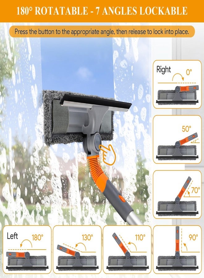 DELUX Window Squeegee, 2-in-1 Window Cleaner Tool with Extension Poles, Rotatable Squeegee for Window Cleaning with Interchangeable Cleaning Cloth, Window Cleaning Kit for Indoor & Outdoor Glass - Image 4