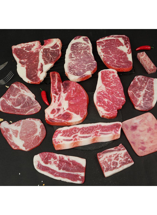 Simulation Sirloin Steak Fake Beef Model And Beef Snowflake Tomahawk Cowboy Bone Roast Piece Luncheon Meat Props Ornaments-Color:Snowflake Beef Slices