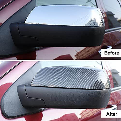 Hoolcar Door Side Rear-View Mirror Cover Trim for 2014-2018 Chevrolet Silverado GMC Sierra, Carbon Fiber - Image 2
