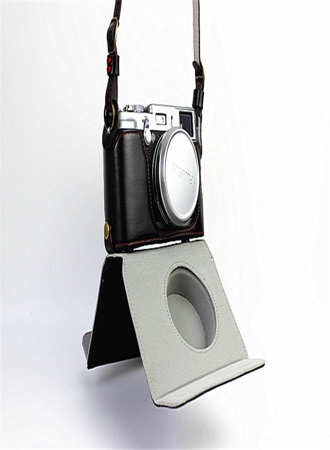 BolinUS X100 Case, BolinUS Handmade PU Leather Fullbody Camera Case Bag Cover for Fujifilm Fuji X100 X100S X100T Bottom Opening Version + Neck Strap -Black - Image 5