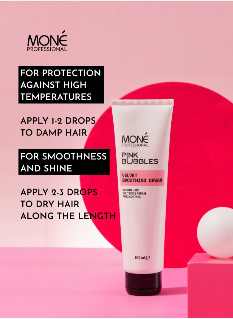 MONE Professional - Velvet Smoothing Cream For Frizz Control, Grape Seed Oil & Amaranth Extract, Hydrating And Nourishing Hair Cream, Smoothing Curls With no Control, With Vanilla And Apricot Fragrance,100 ml. - Image 1