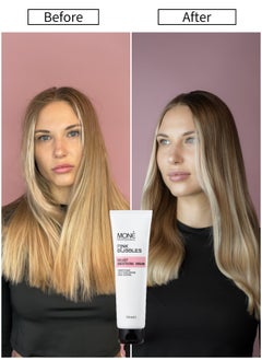 MONE Professional Velvet Smoothing Cream For Frizz Control, Grape Seed Oil & Amaranth Extract, Hydrating And Nourishing Hair Cream, Smoothing Curls With no Control, With Vanilla And Apricot Fragrance,100 ml.  - Image 3