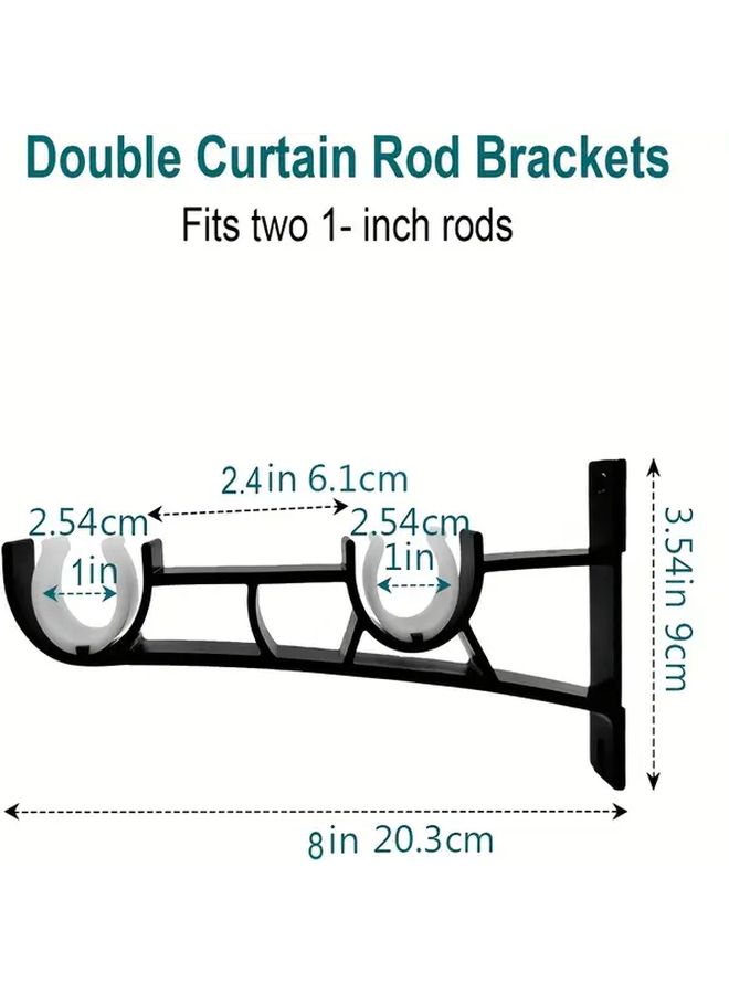 2 Piece Matte Black Double Curtain Rod Set Anti Sagging Scratch Resistant - Image 3