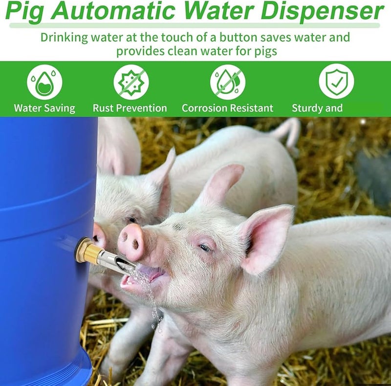 5Pcs Stainless Steel Pig Nipple Waterer with Brass Fittings for Automatic Drinking Systems Easy Installation - Image 4