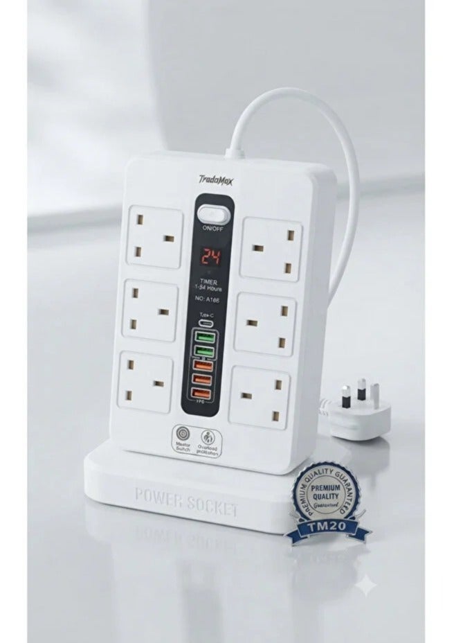 TradaMax TM20 2000W Smart Power Strip | 6 Outlets & 6 USB+PD Ports with Smart Timer & 3m Cable - Image 5
