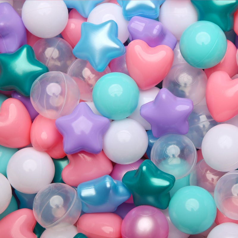 Trendplayball Beat Balls Star and Heart For For Childlers - 100 Count Compital Balls for Ball Pit Play and Play (Pearl Blue Green Pink) - Image 1