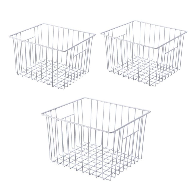 lonpute Freezer Wire Baskets Storage Organizer Household Storage Metal Wire Bins for Kitchen Pantry Cabinet Bathroom Bedroom Pearl White 3 11in x 10in x 55in