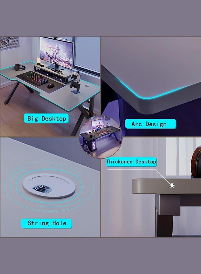 رايز طاولة ألعاب 120 سم، مكتب ألعاب، مكتب كمبيوتر، مكتب منزلي، مكتب كبير جدًا حديث مصمم هندسيًا، طاولة حاسوب سوداء لمحطة عمل اللاعبين (أسود، 120x60x75 سم) - Image 2