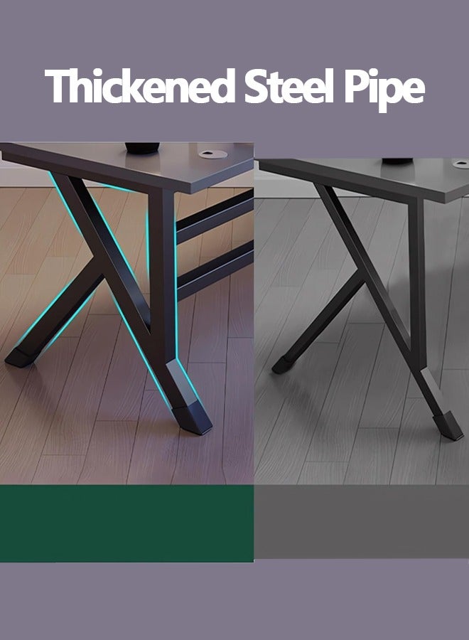 رايز طاولة ألعاب 120 سم، مكتب ألعاب، مكتب كمبيوتر، مكتب منزلي، مكتب كبير جدًا حديث مصمم هندسيًا، طاولة حاسوب سوداء لمحطة عمل اللاعبين (أسود، 120x60x75 سم) - Image 5