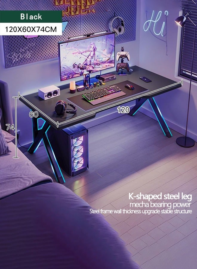رايز طاولة ألعاب 120 سم، مكتب ألعاب، مكتب كمبيوتر، مكتب منزلي، مكتب كبير جدًا حديث مصمم هندسيًا، طاولة حاسوب سوداء لمحطة عمل اللاعبين (أسود، 120x60x75 سم) - Image 4