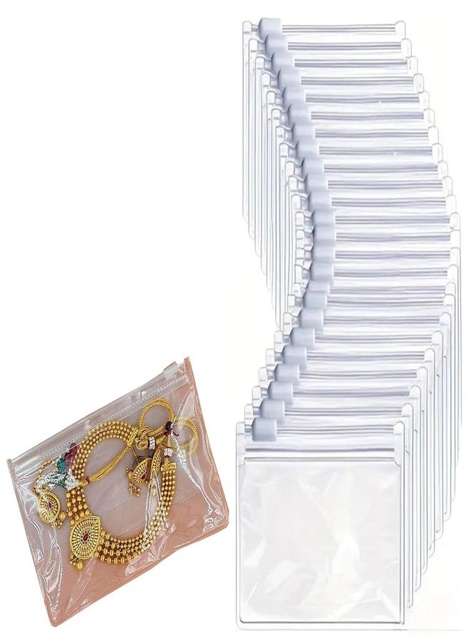 Hemira Pack of 24 Multipurpose Clear Storage Pouches (6x8 Inch) | Transparent Zip Lock Bags for Jewellery, Makeup, Cosmetics, Travel & Stationery | Reusable Waterproof Zipper Organiser - Image 1