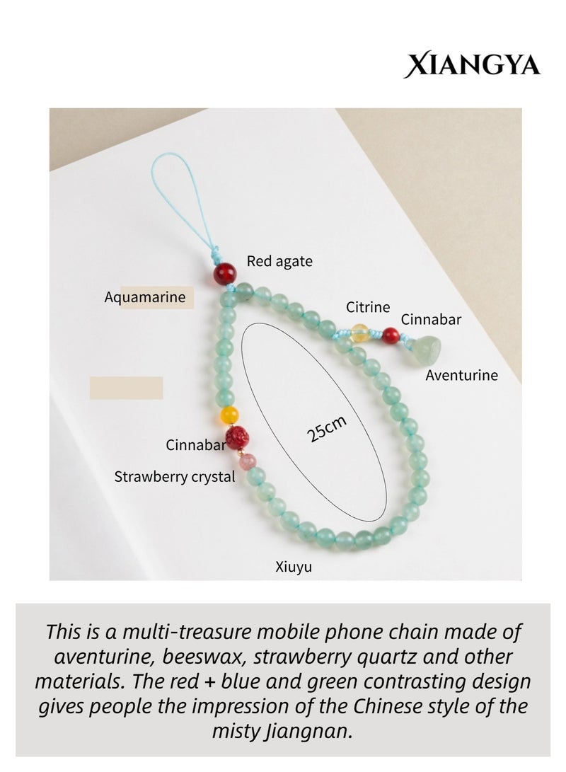 XIANGYA Phone Charms Multi-Gem Aventurine Phone Strap – Red Agate, Cinnabar & Citrine Accents for Elegant Multi-Scene Use - Image 3