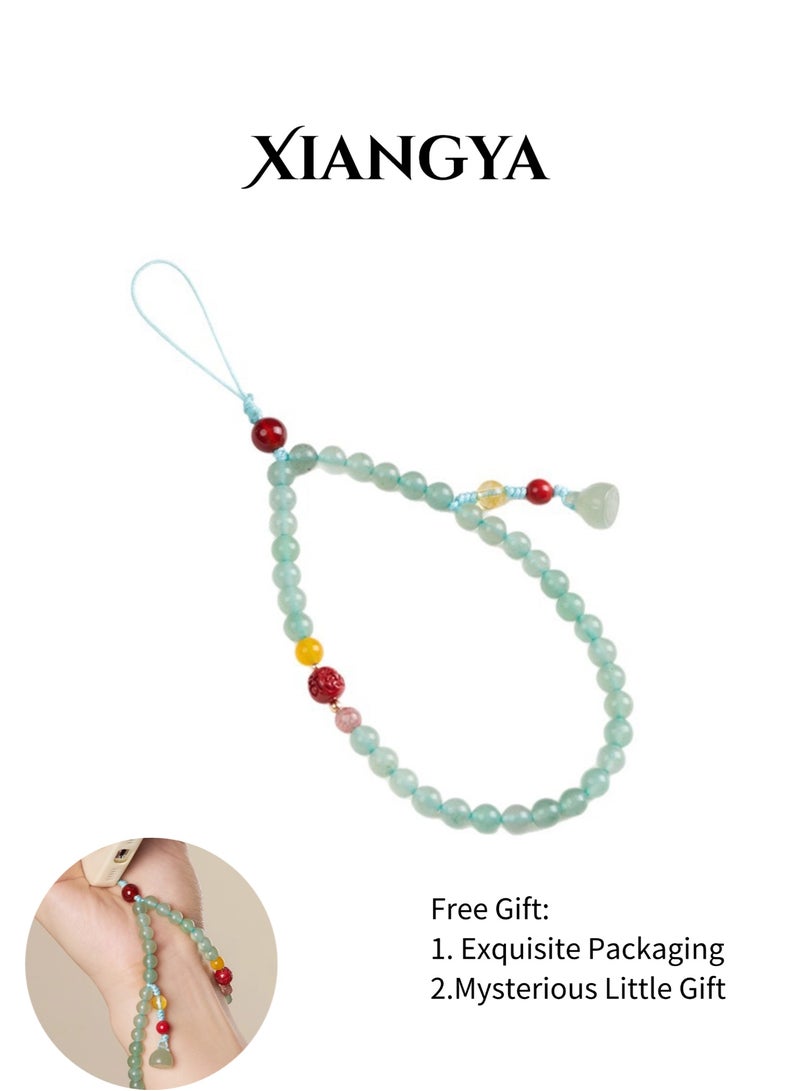 XIANGYA Phone Charms Multi-Gem Aventurine Phone Strap – Red Agate, Cinnabar & Citrine Accents for Elegant Multi-Scene Use - Image 1