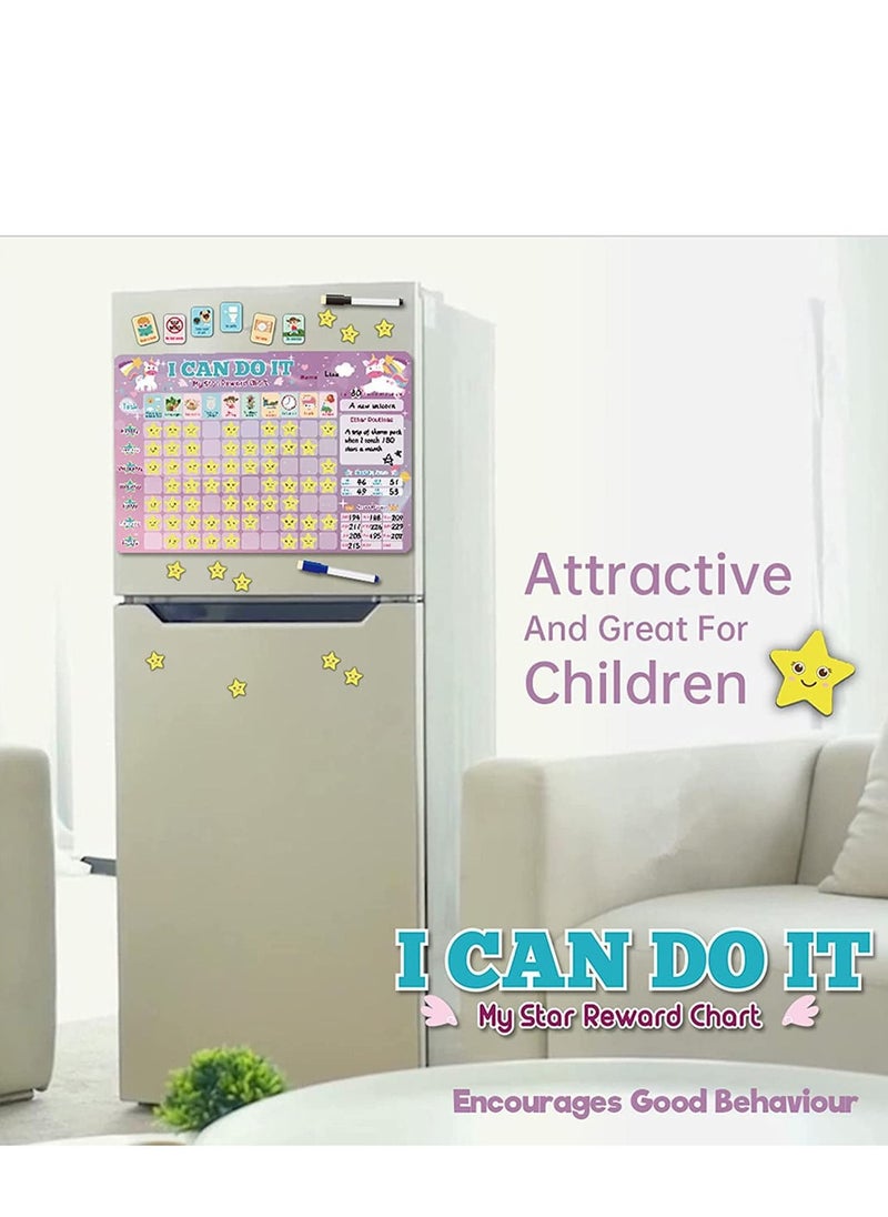 Generic - Reward Chart Daily Routine Responsibility Chore Kids Kid at Home I CAN DO IT Behavior for Girls Encourages Good Behaviour (Pink) - Image 1
