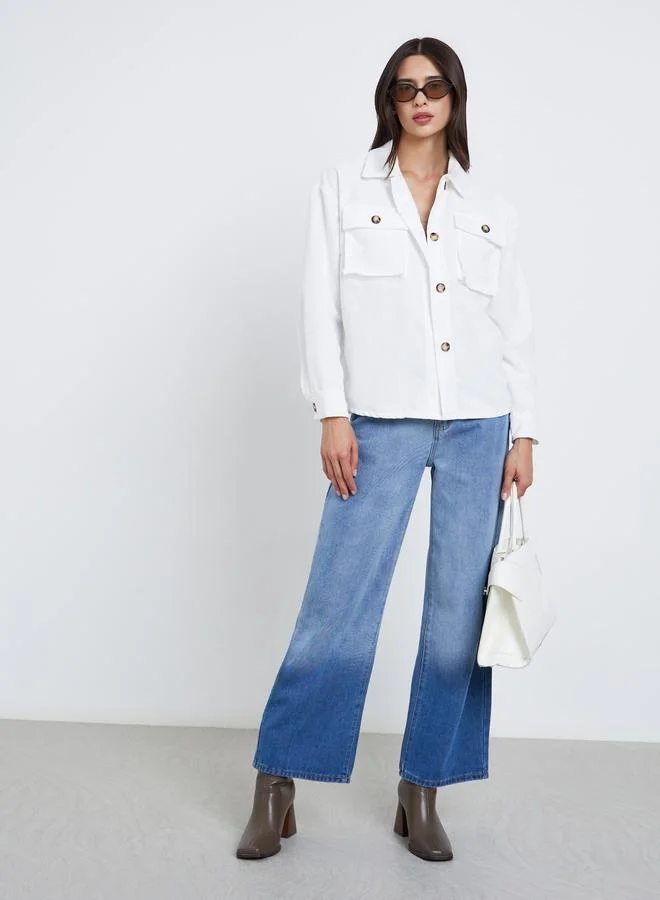 Take Two Take Two Women White Corduroy Utility Jacket