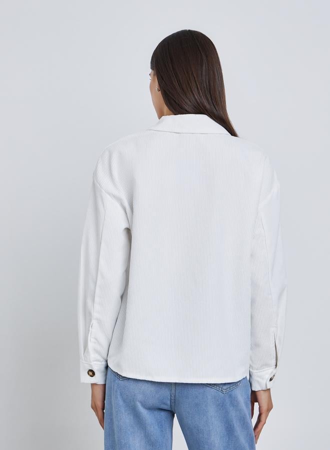 Take Two Women White Corduroy Utility Jacket - Image 5