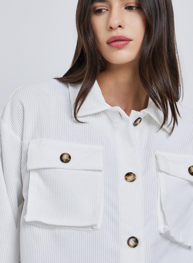 Take Two Women White Corduroy Utility Jacket - Image 4