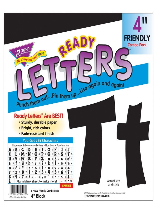 TREND enterprises, Inc. T-79802 Black 4" Friendly Combo Ready Letters - Image 3