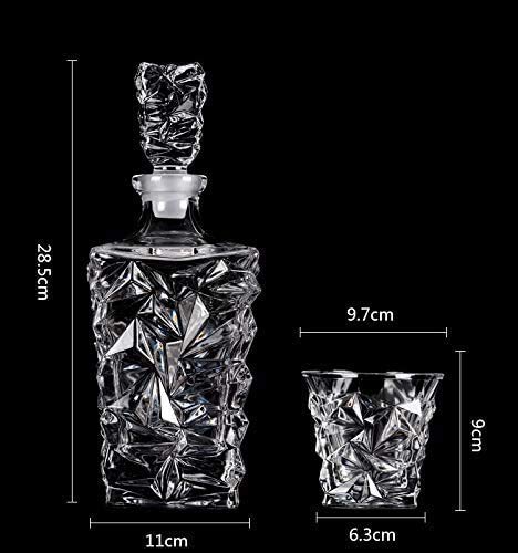 NeWine NeWine Premium Crystal Clear 7Pcs Bar Set, 1 Decanter Bottle(850ml) with 6 Whiskey Glasses(300ml), Perfect for Scotch Whisky Wine Vodka Cocktail Tequila Rum, Best Gift for Men (Diamond Crystal)  - Image 5