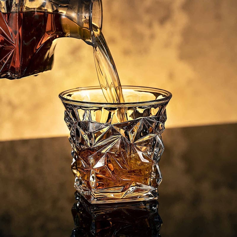 NeWine NeWine Premium Crystal Clear 7Pcs Bar Set, 1 Decanter Bottle(850ml) with 6 Whiskey Glasses(300ml), Perfect for Scotch Whisky Wine Vodka Cocktail Tequila Rum, Best Gift for Men (Diamond Crystal)  - Image 3