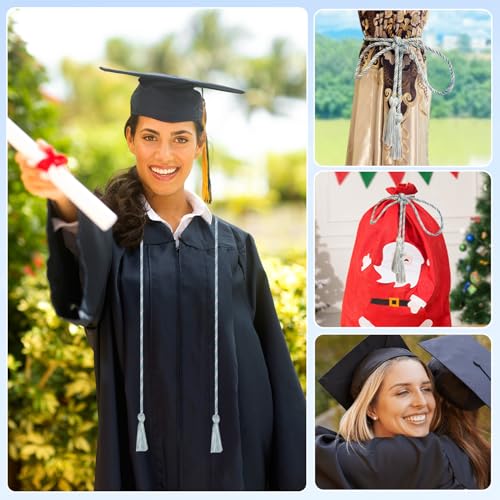 Lxzyu Graduation Cords, Honor Cords Graduation 2025, Cord for Graduation 2025 with Tassels for Grad Students Bachelor Gown Master Doctoral 67" Long Light Blue and White Graduation Cord - Image 5