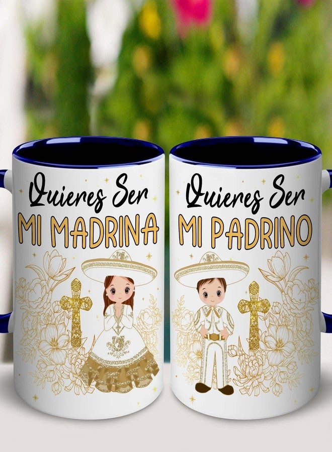 WHIDOBE مجموعة أكواب اقتراح WHIDOBE Godparents، مجموعة أكواب Padrino De Bautizo، Bautizo Recuerdos Juego De 2 Tazas، يقدم آباء الله اقتراحًا، Quieren Ser Mis Padrinos، Quieres Ser Mi Madrina، كوب زفاف 11oz - Image 2