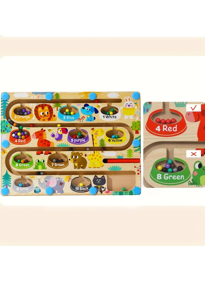 XiuWoo Magnetic Maze Animal Color and Number Matching Montessori Board Toys for Kids Age 3 Preschooler Educational Counting Wooden Activity Board Fine Motor Skills Learning Activity Development Boys Girls  - Image 5
