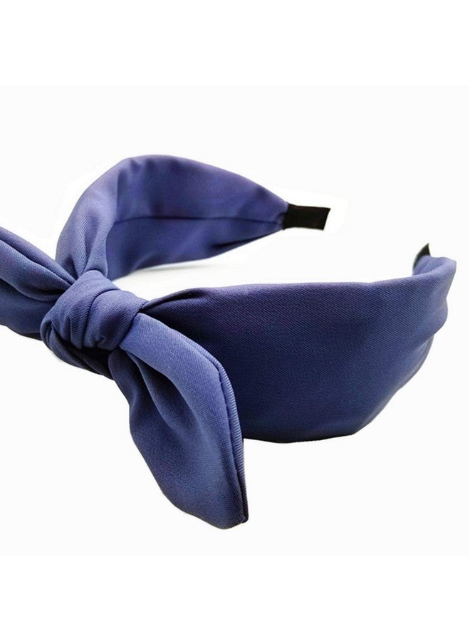 hodooly 1Pcs Knotted Headbands for Women,Turban Headband Wide Headbands Bowknot Hair Band for Women (Blue) - Image 2