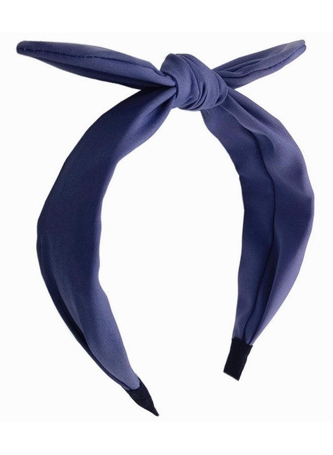 hodooly 1Pcs Knotted Headbands for Women,Turban Headband Wide Headbands Bowknot Hair Band for Women (Blue) - Image 1