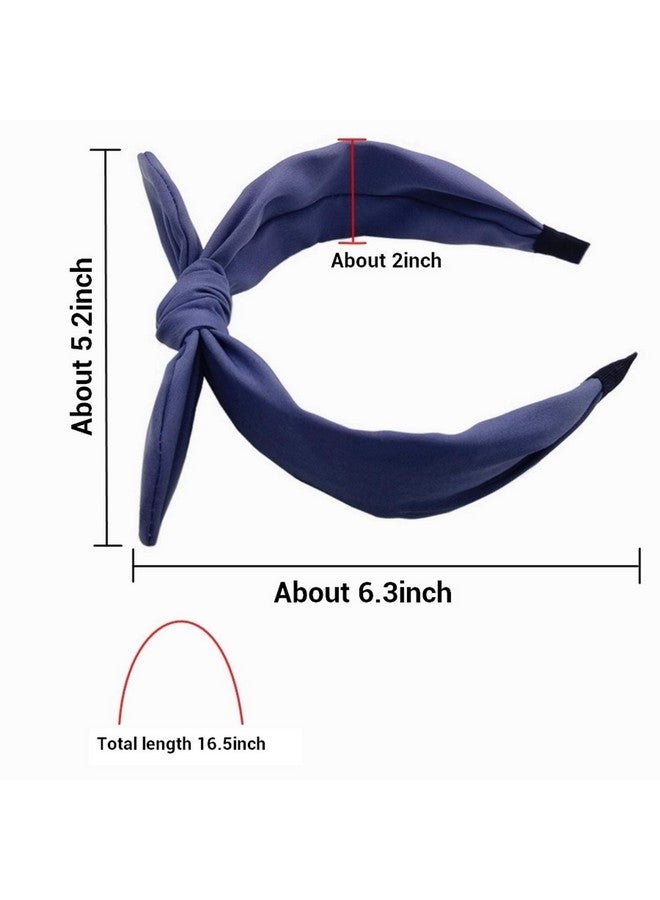 hodooly 1Pcs Knotted Headbands for Women,Turban Headband Wide Headbands Bowknot Hair Band for Women (Blue) - Image 4