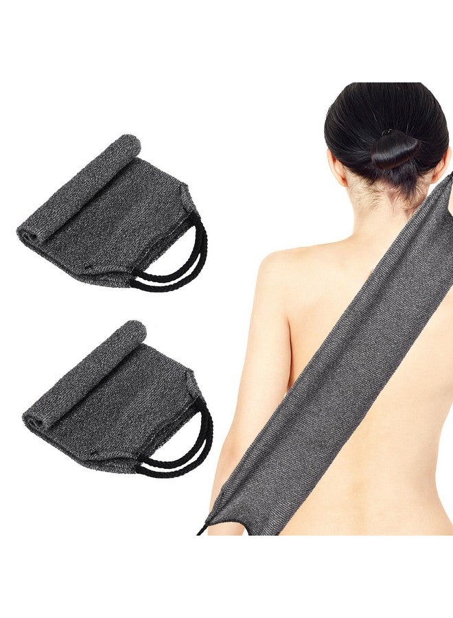 Tecbeauty 2Pcs Exfoliating Back Scrubber With Handles Body Scrubber Towel For Shower Nylon Back Exfoliator Washcloth Washer For Men Women (Gray) - Image 1