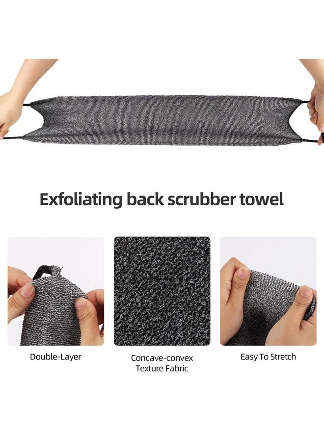Tecbeauty 2Pcs Exfoliating Back Scrubber With Handles Body Scrubber Towel For Shower Nylon Back Exfoliator Washcloth Washer For Men Women (Gray) - Image 4