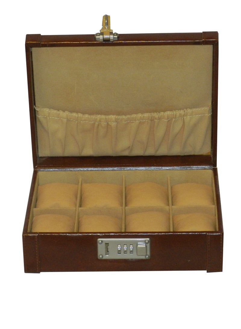 LAVERI LEATHER صندوق ساعات لافيري للرجال والنساء (08 فتحات) ، صندوق عرض ساعات من جلد PU الفاخر مع وسادة قابلة للإزالة - Image 1