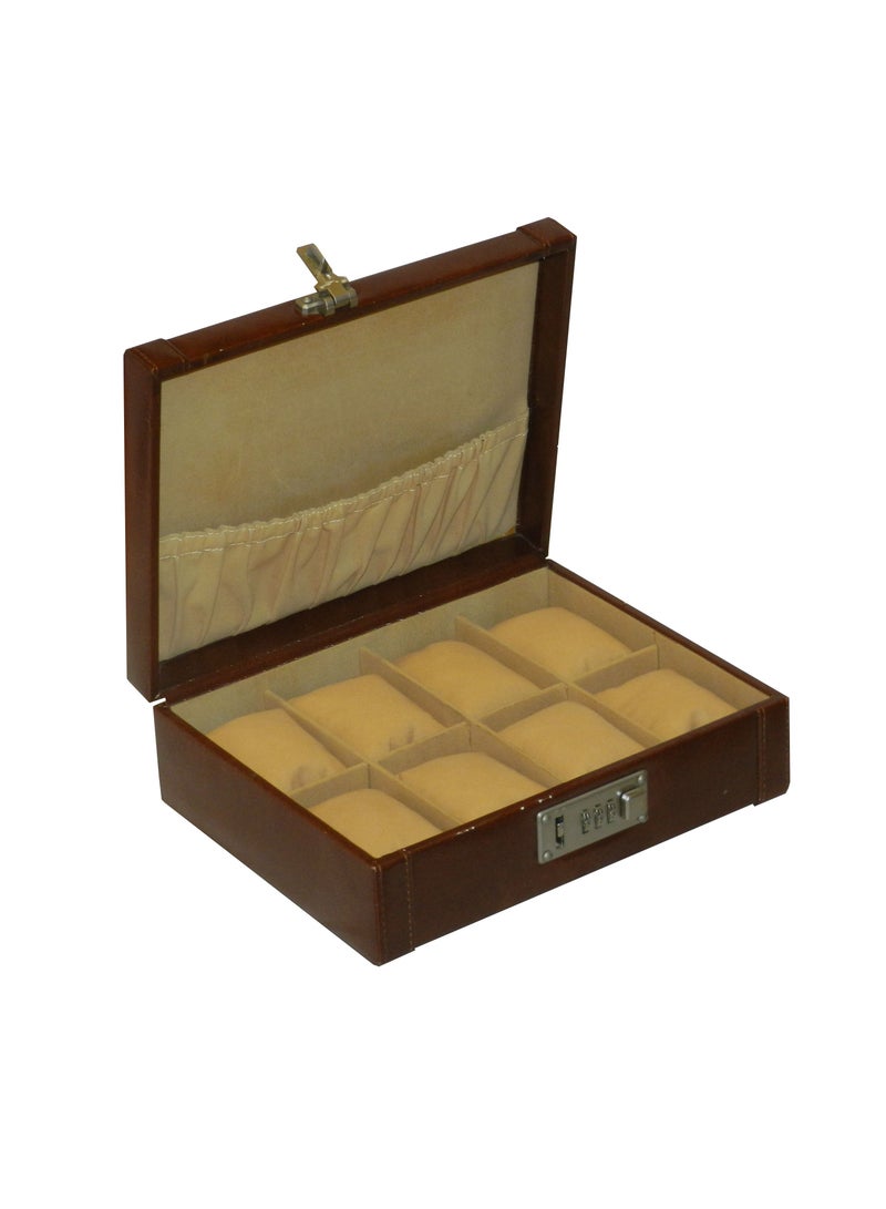 LAVERI LEATHER صندوق ساعات لافيري للرجال والنساء (08 فتحات) ، صندوق عرض ساعات من جلد PU الفاخر مع وسادة قابلة للإزالة - Image 4