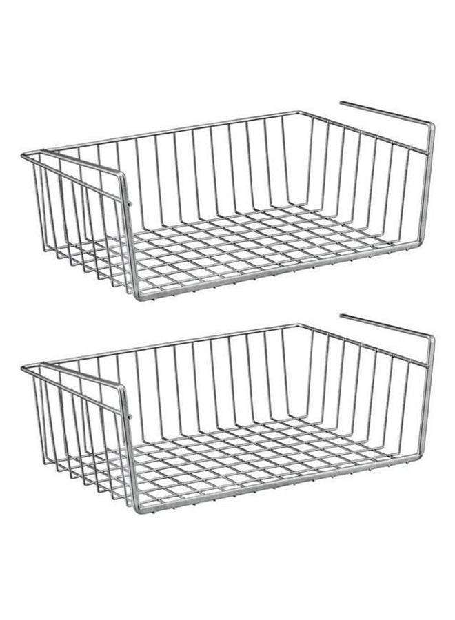 إسكدنيا مجموعة سلات تخزين للمطبخ توضع أسفل الرف مكونة من قطعتين فضي Medium