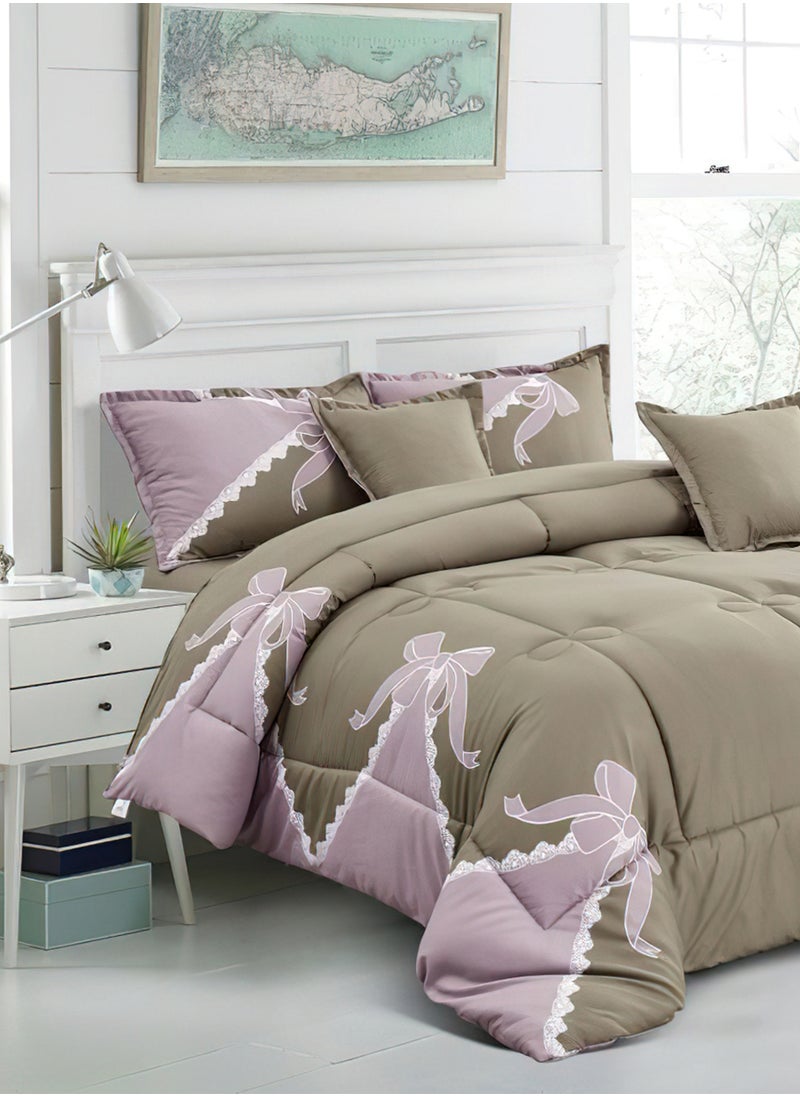 Ming Li - 4-Pieces Single Size 160x210Cm Comforter Set Medium Filling Bedding Set for All Season Includes 1Comforter 1Bedsheet 1Pillow Shams and 1Cushion cases - Image 1