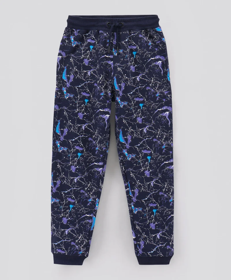 Primo Gino Primo Gino Full Length All Over Print Track Pant - Navy Blue