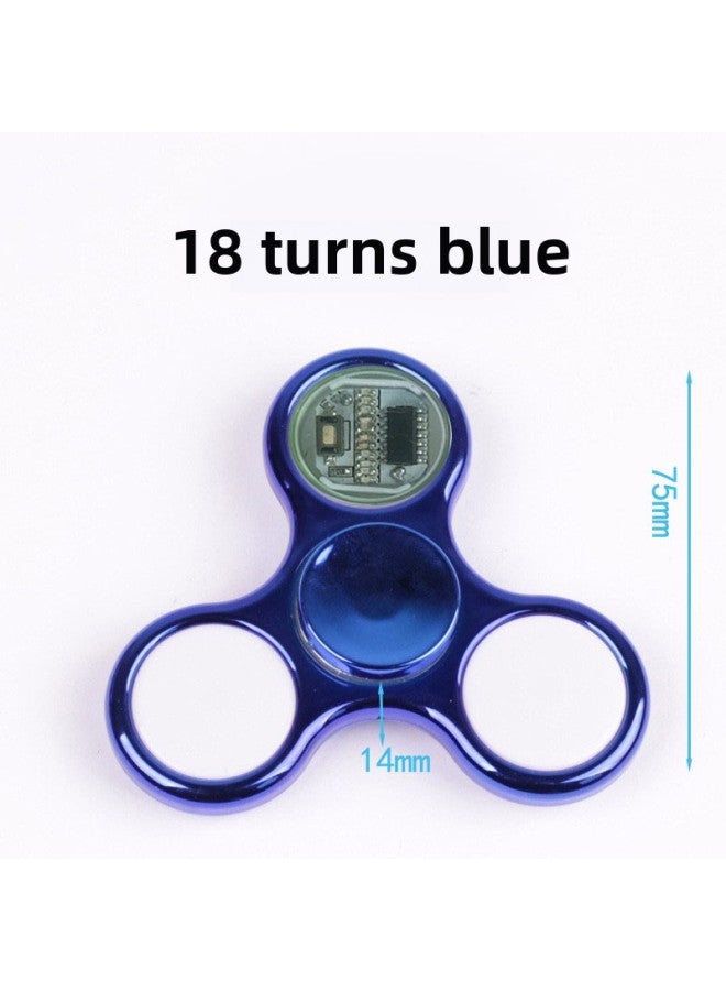 Fingertip Gyro Metal Digital Math Finger Luminous Crystal Children Explosions Stall Decompression Toys Wholesale-Color:Plating 18 Turns Blue-Specifications:Plastic Box/white Paper Box (optional Default Plastic Box)  - Image 1