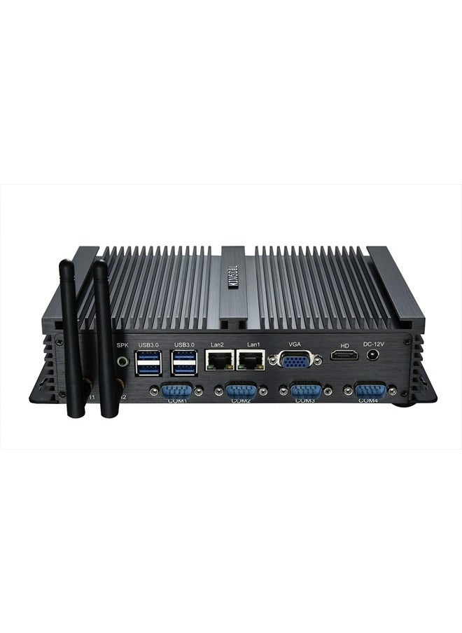 KINGDEL Powerful Mini PC, Fanless Industrial PC, i5 Dual Core CPU, 8GB RAM, 128GB SSD, 2xNICs, 4xUSB 3.0, 4xCOM RS232, HD Port, Metal Case, W-11 Pro  - Image 1