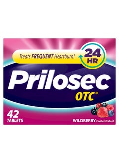 Prilosec OTC, Omeprazole Delayed Release 20mg, Acid Reducer, Treats Frequent Heartburn for 24 Hour Relief, All Day, All Night*, Heartburn Medicine, 20mg, Wildberry Flavor, 42 Tablets  - Image 1