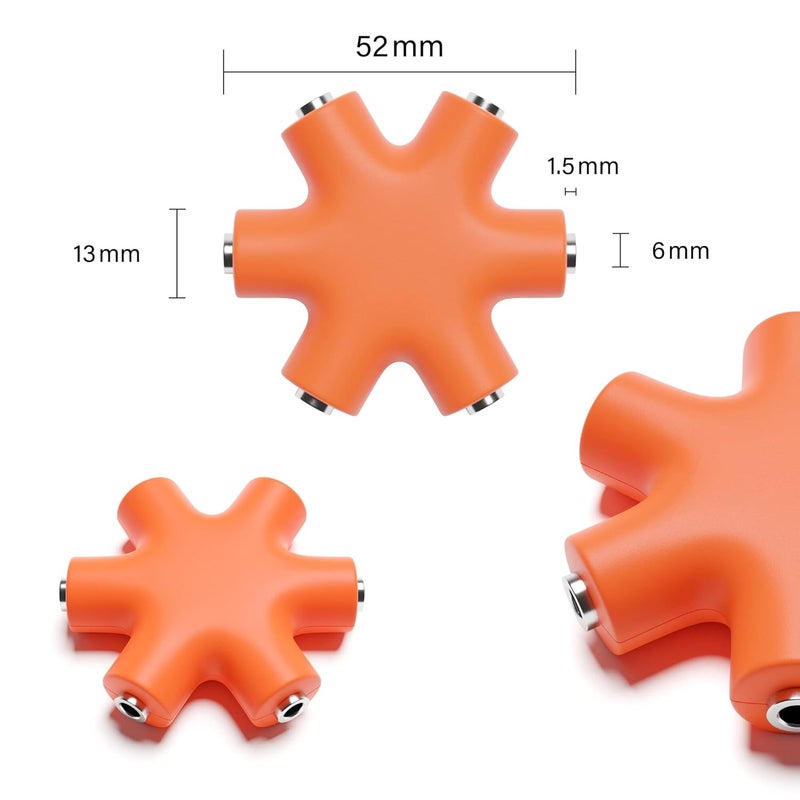 ExcelValley Mono Patch Cable Splitter - TS 3.5mm 1/8" - Modular Synth Eurorack [Orange] - Image 2