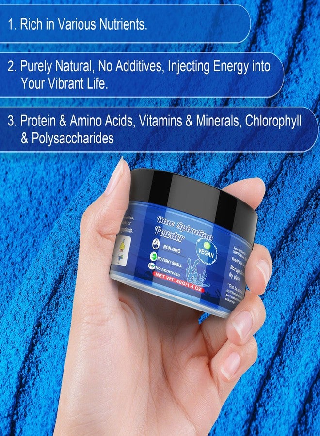 ERCorArt Blue Spirulina Powder - 40g Natural Blue Food Coloring, No Fishy Smell, 100% Vegan Phycocyanin Extract Spirulina Powder, Plant Based Food Dye for Cake Decorating, Smoothie, Baking, Drinks - Image 2