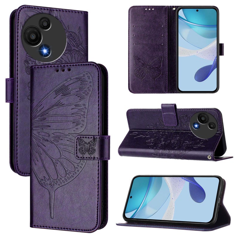 erorex For TCL 60 SE NxtPaper / 605 Embossed  Leather Phone Case(Dark Purple) - Image 1