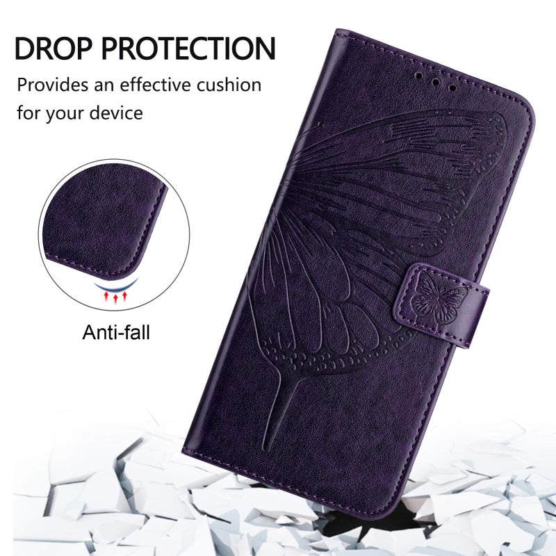 erorex For TCL 60 SE NxtPaper / 605 Embossed  Leather Phone Case(Dark Purple) - Image 4