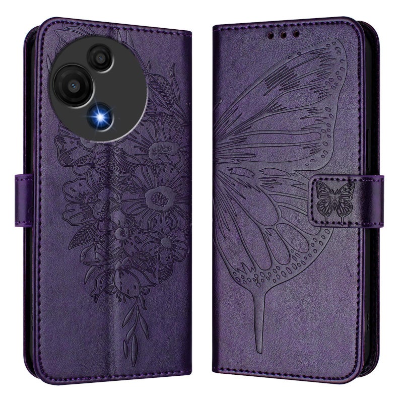 erorex For TCL 60 SE NxtPaper / 605 Embossed  Leather Phone Case(Dark Purple) - Image 2